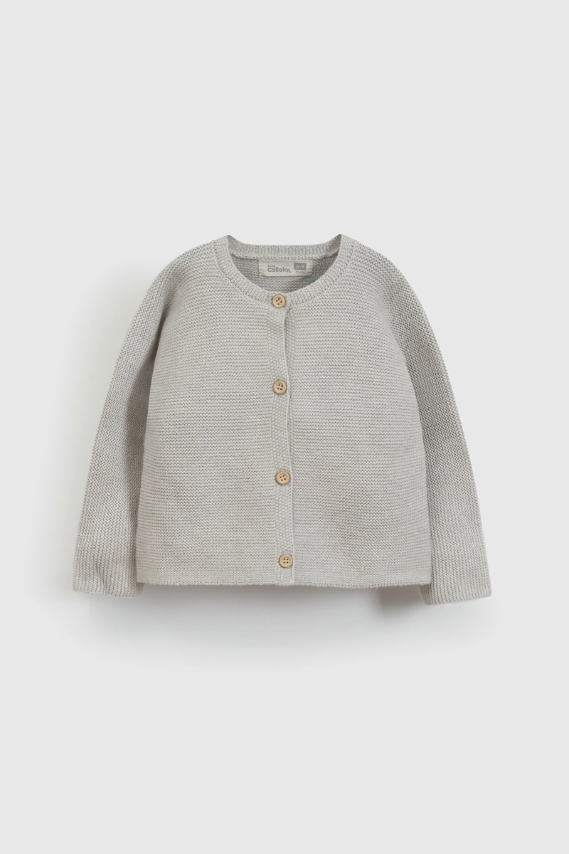 CHALECO DE ALGODON GRIS CON BOTONES UNISEX PARA BEBE - 1