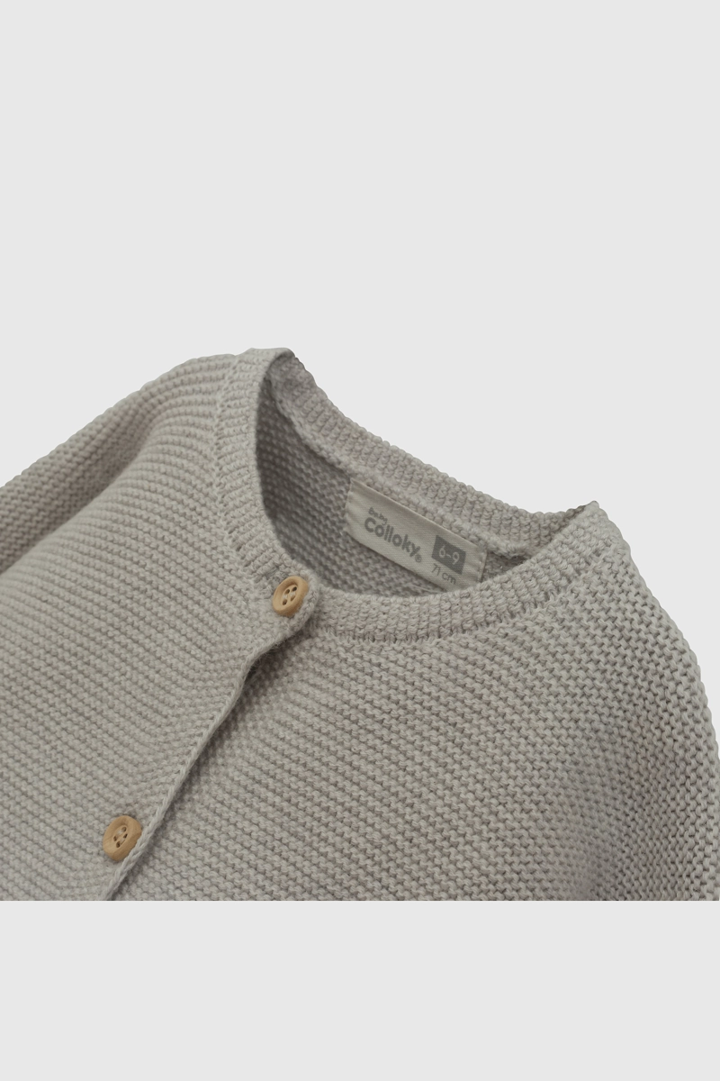 CHALECO DE ALGODON GRIS CON BOTONES UNISEX PARA BEBE - 3