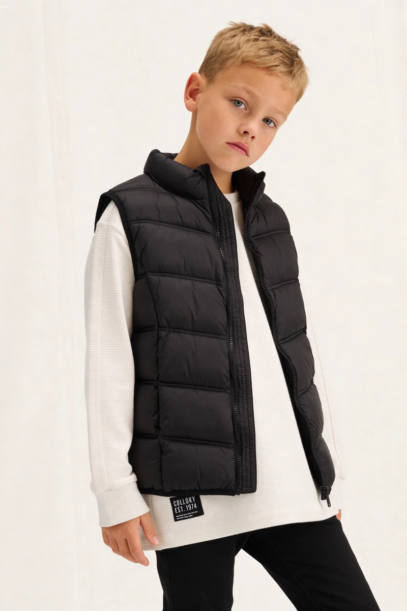 PARKA SIN MANGAS NIÑO NEGRA 3/4A A 12/13A - 2