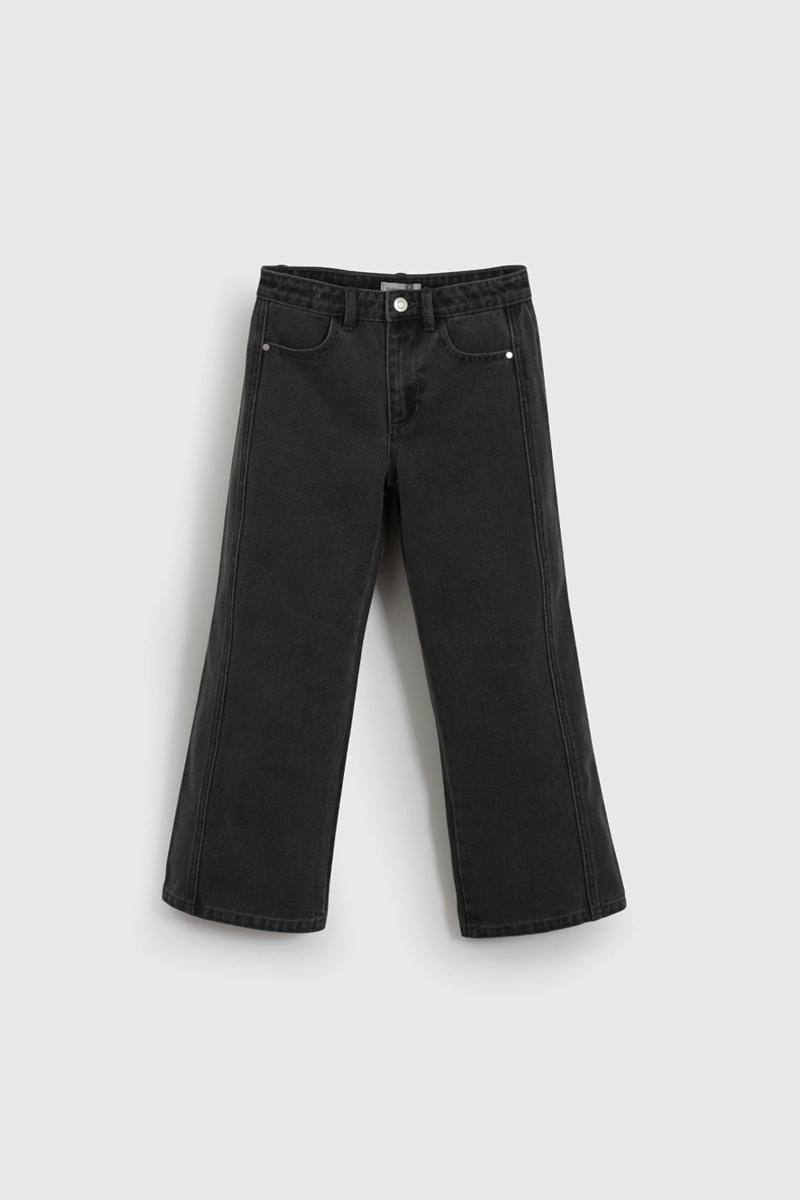 JEANS NEGRO FLARE DE NIÑA TALLA 3 A 12 AÑOS - 1