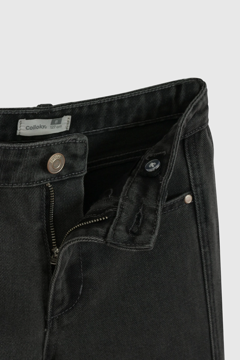 JEANS NEGRO FLARE DE NIÑA TALLA 3 A 12 AÑOS - 4