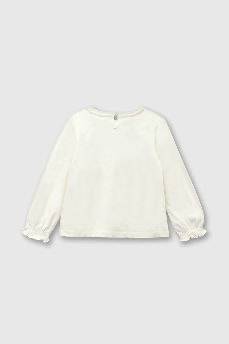 POLERA DE ALGODON BLANCA MANGA LARGA CON ELASTICO EN PUÑO - 2