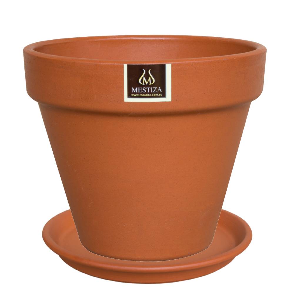 MACETERO KONY TERRACOTA 30 CM CON SU PLATO - 1
