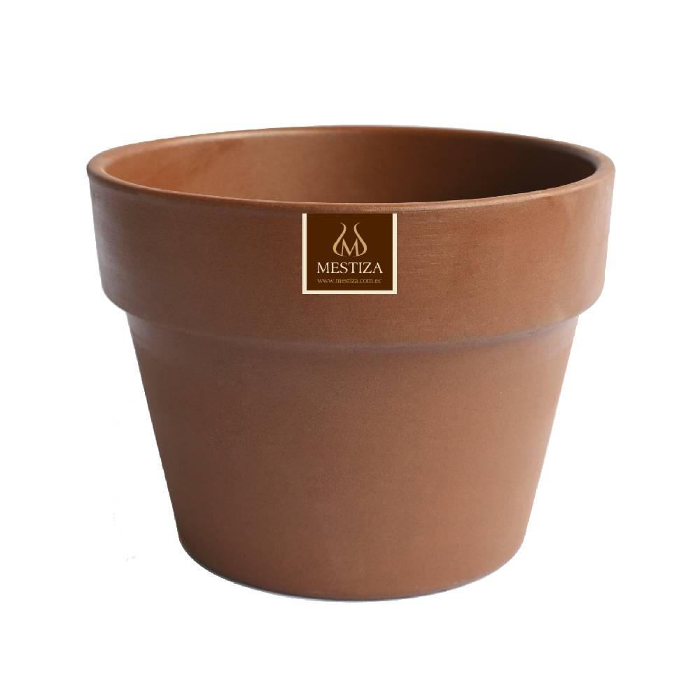 MACETERO GRETA MORENA NATURAL 23 CM CON SU PLATO - 2