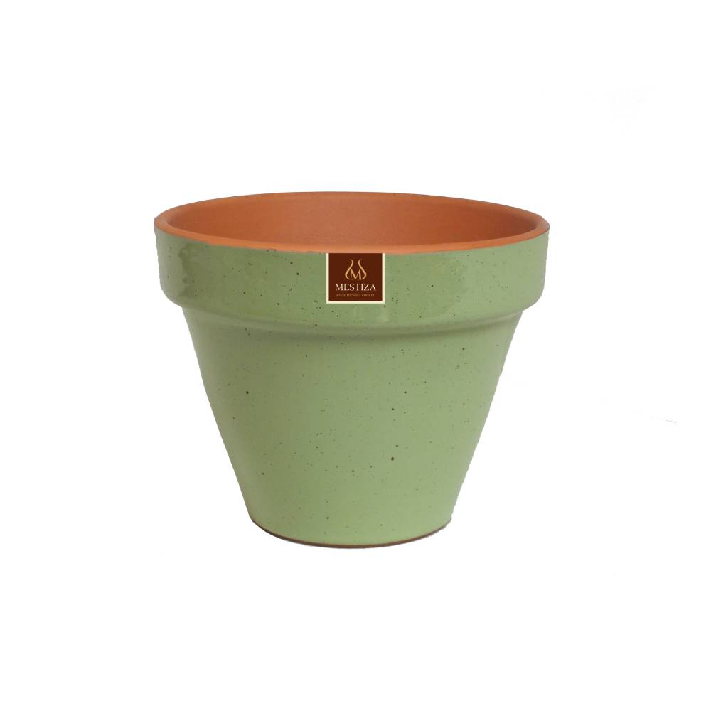 SET 2 MACETEROS KONY FULL 15 VERDE SALVIA CON SU PLATO - 2