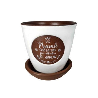 SET MACETERO ZAFIRO 14CM DIA DE LAS MADRES CON SU PLATO - 1