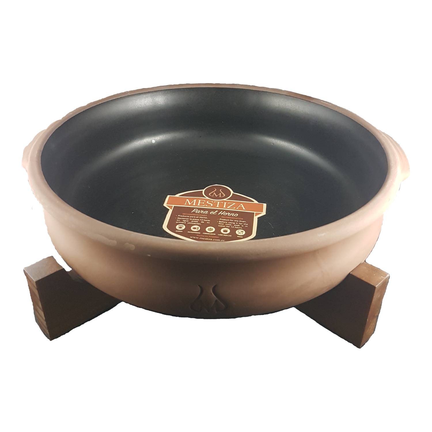 TARTERA CON ATRIL DE MADERA MESTIZA RUSTICA NEGRA - 1