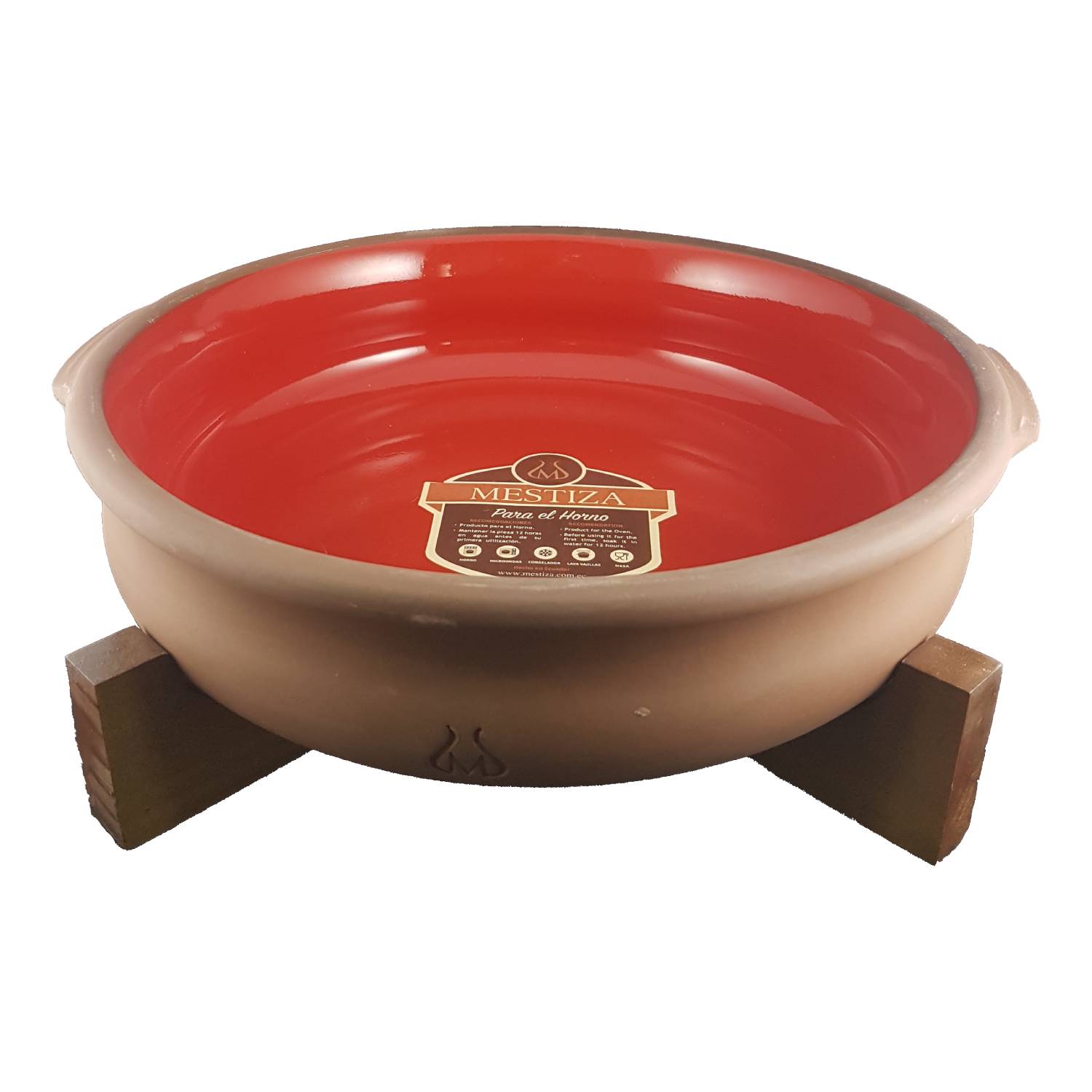 TARTERA CON ATRIL DE MADERA MESTIZA RUSTICA ROJO - 1