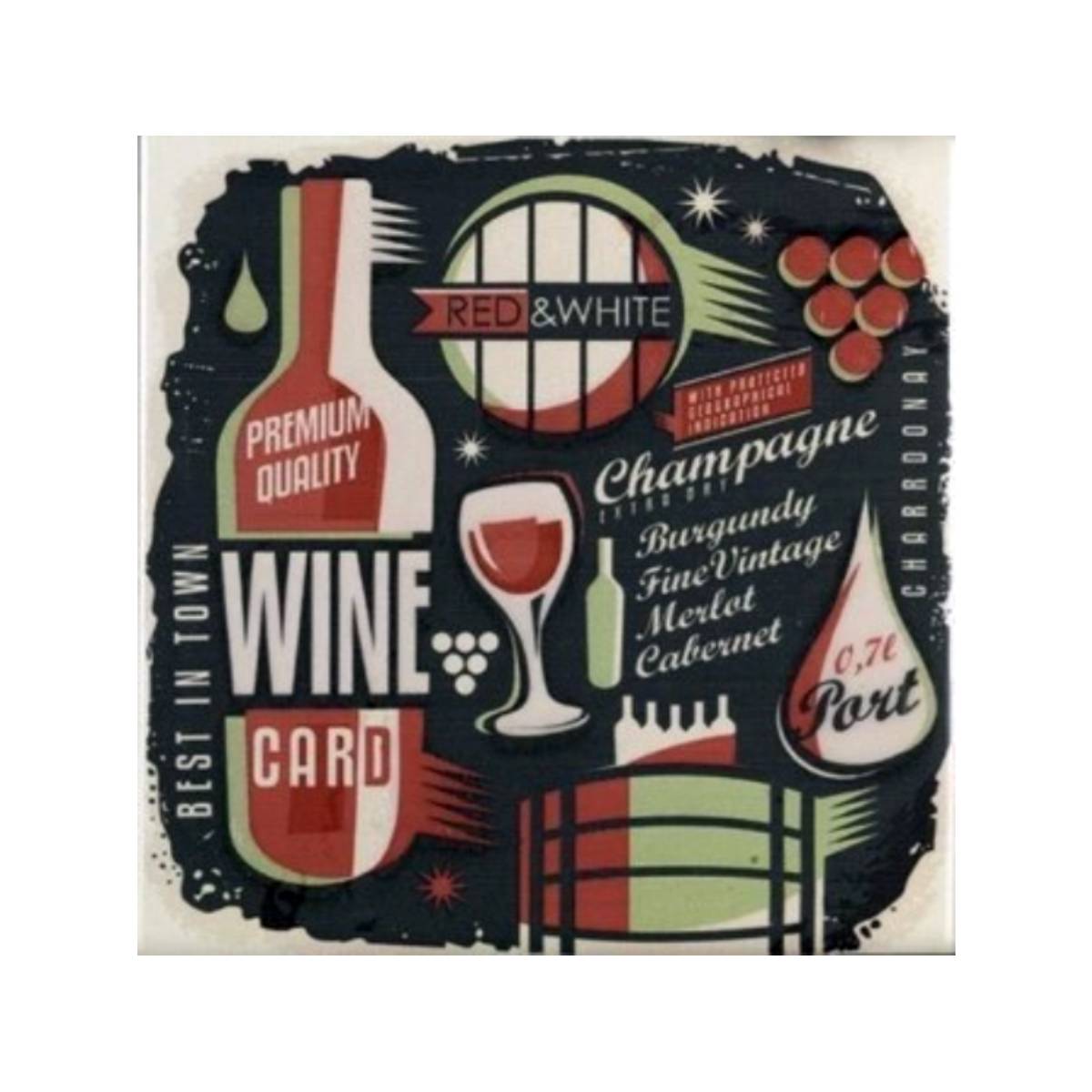 SET 2 MOSAICOS DRINKS BEER/WINE 20X20 CM - 3