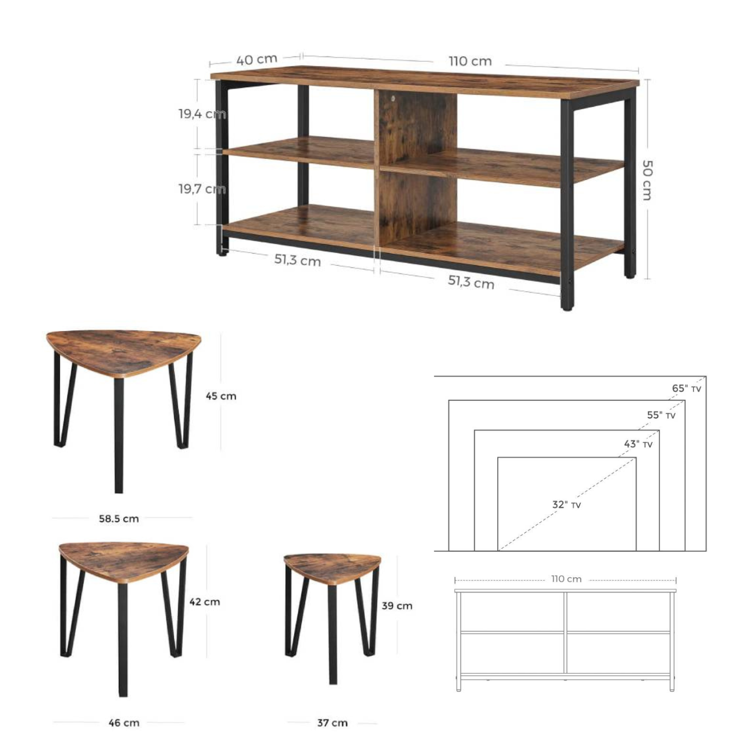 COMBO-008: RACK STMART TV Y SET 3 MESAS NIDO (LTV37BX+LNT13X) - 2