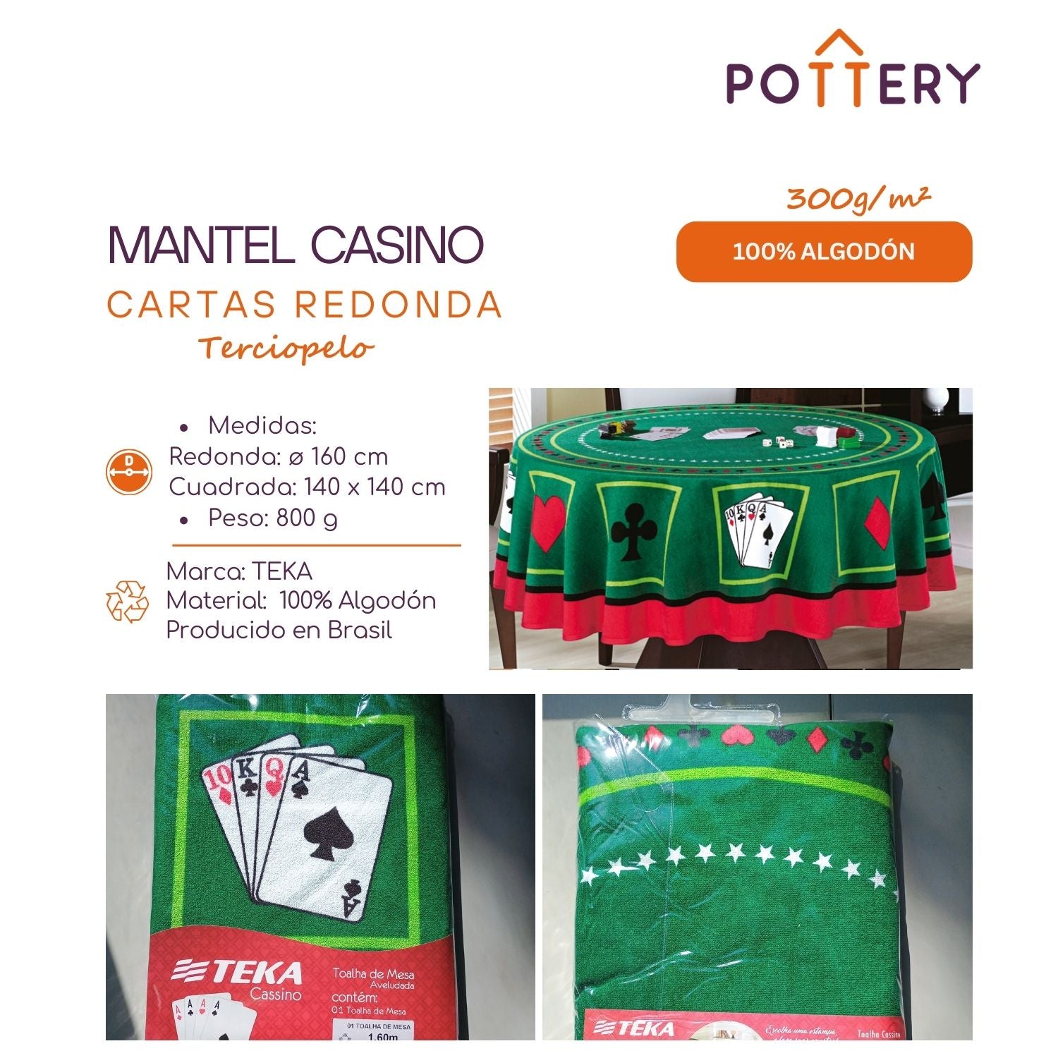 MANTEL REDONDA CASINO NAIPES - ALGODÓN TERCIOPELO - TEKA - 3