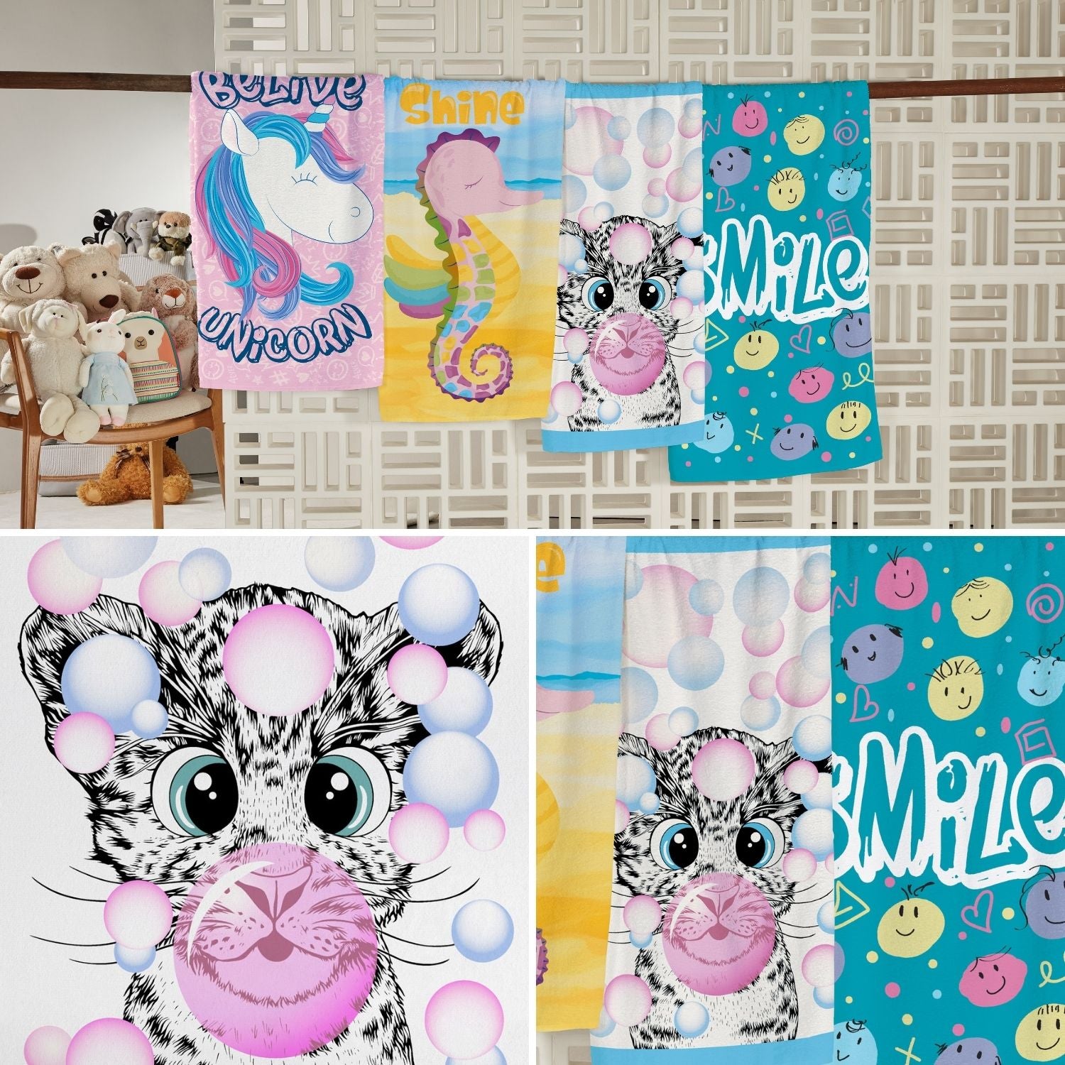 TOALLA DE BAÑO CANDY GATITO - 65 X 115CM - 300 G/M² - ALGODÓN - TEKA - 2