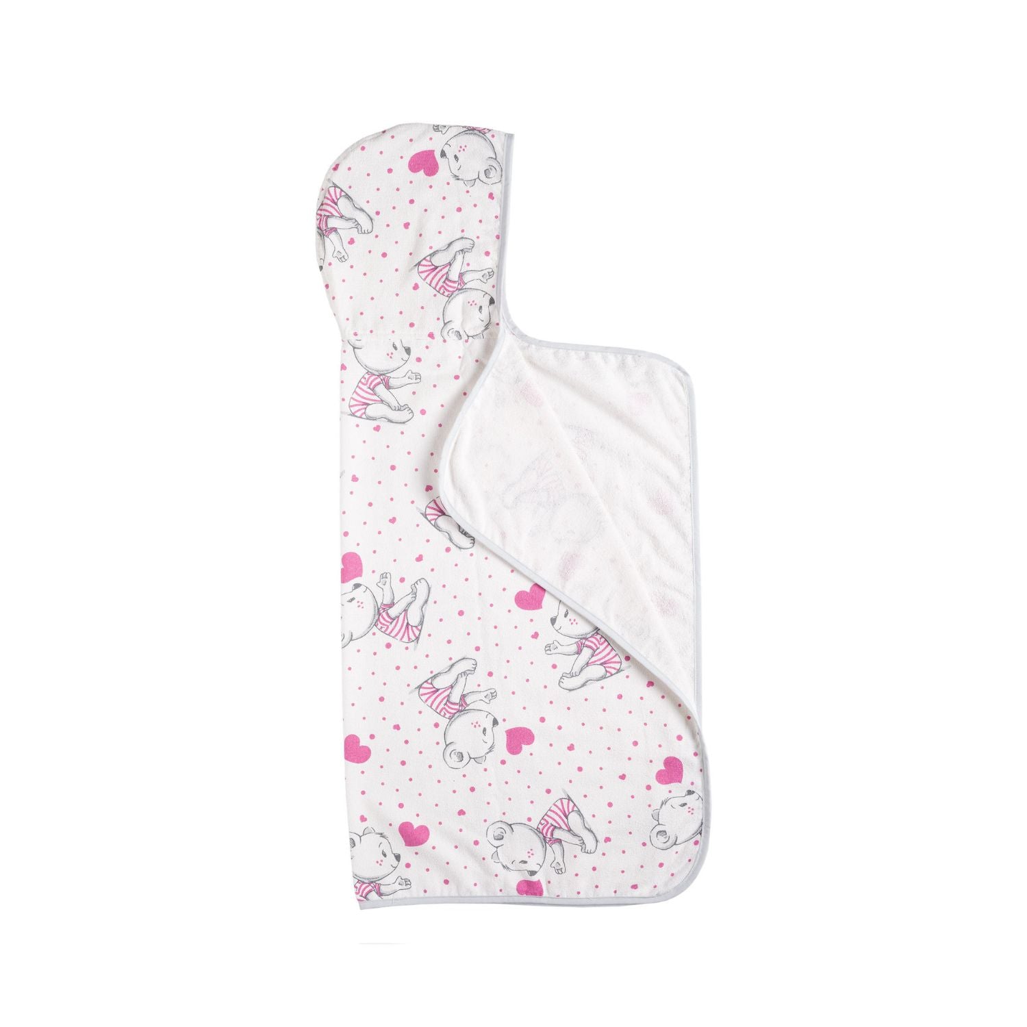 TOALLA CAPUCHA DE ALGODÓN ESTAMPADA BICHOS ROSADOS - 75 X 90CM - 300 G/M² - 1