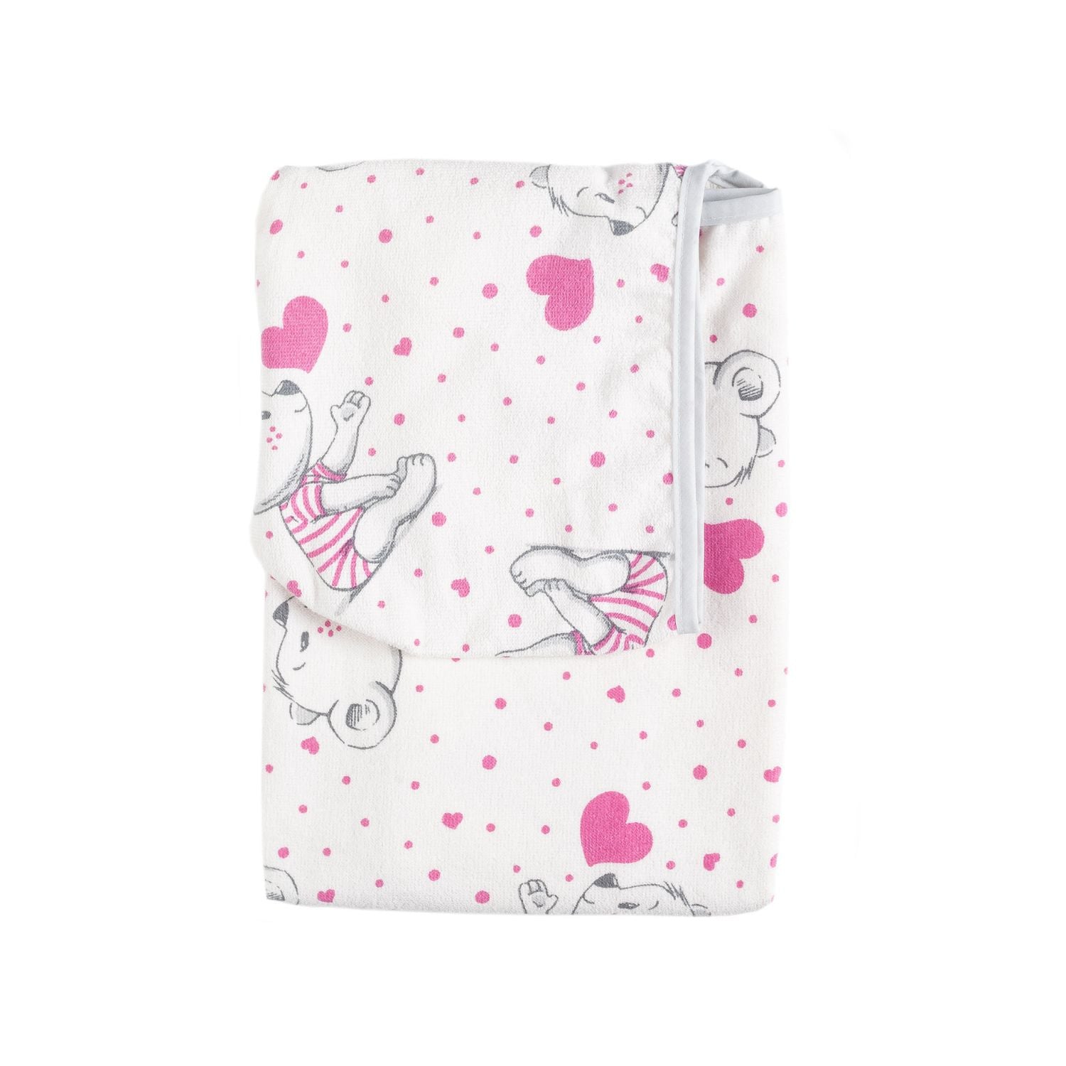 TOALLA CAPUCHA DE ALGODÓN ESTAMPADA BICHOS ROSADOS - 75 X 90CM - 300 G/M² - 2