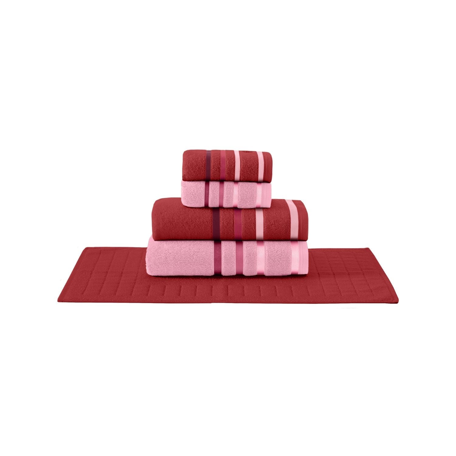 JUEGO DE TOALLAS 5 PIEZAS LUMIERE ROSAS - 520 G/M² - 100% ALG - 1