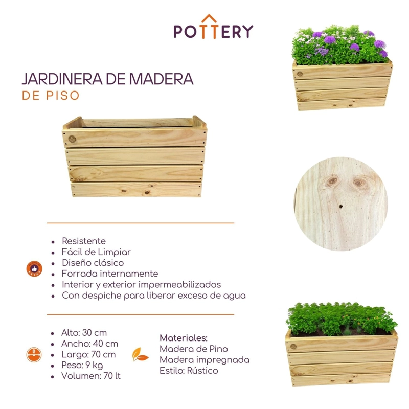 JARDINERA DE MADERA TIPO DECK - 3