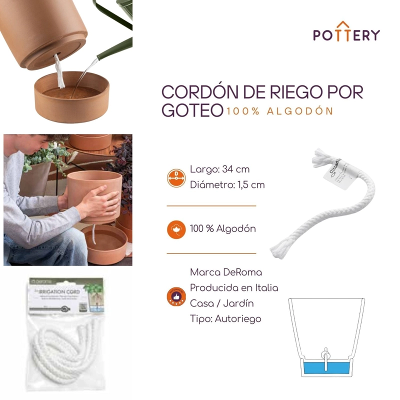 SET 3 CORDONES  de RIEGO POR GOTEO, 100% ALGODON - 3