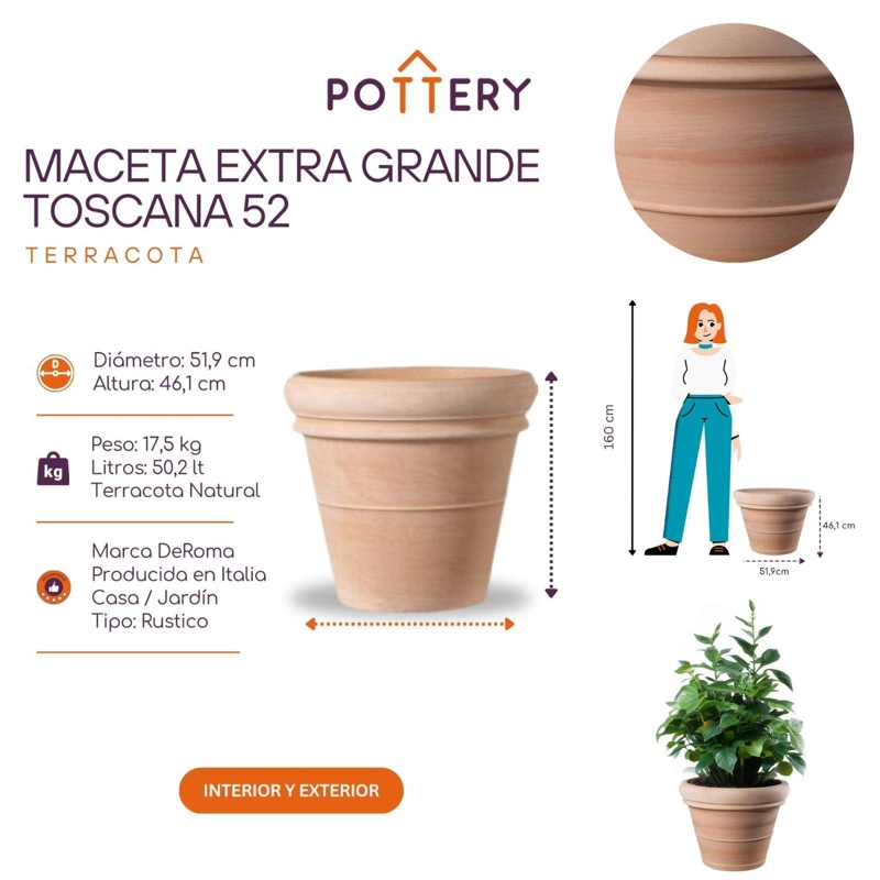 MACETA EXTRA GRANDE TOSCANA 52CM TERRACOTA - 3