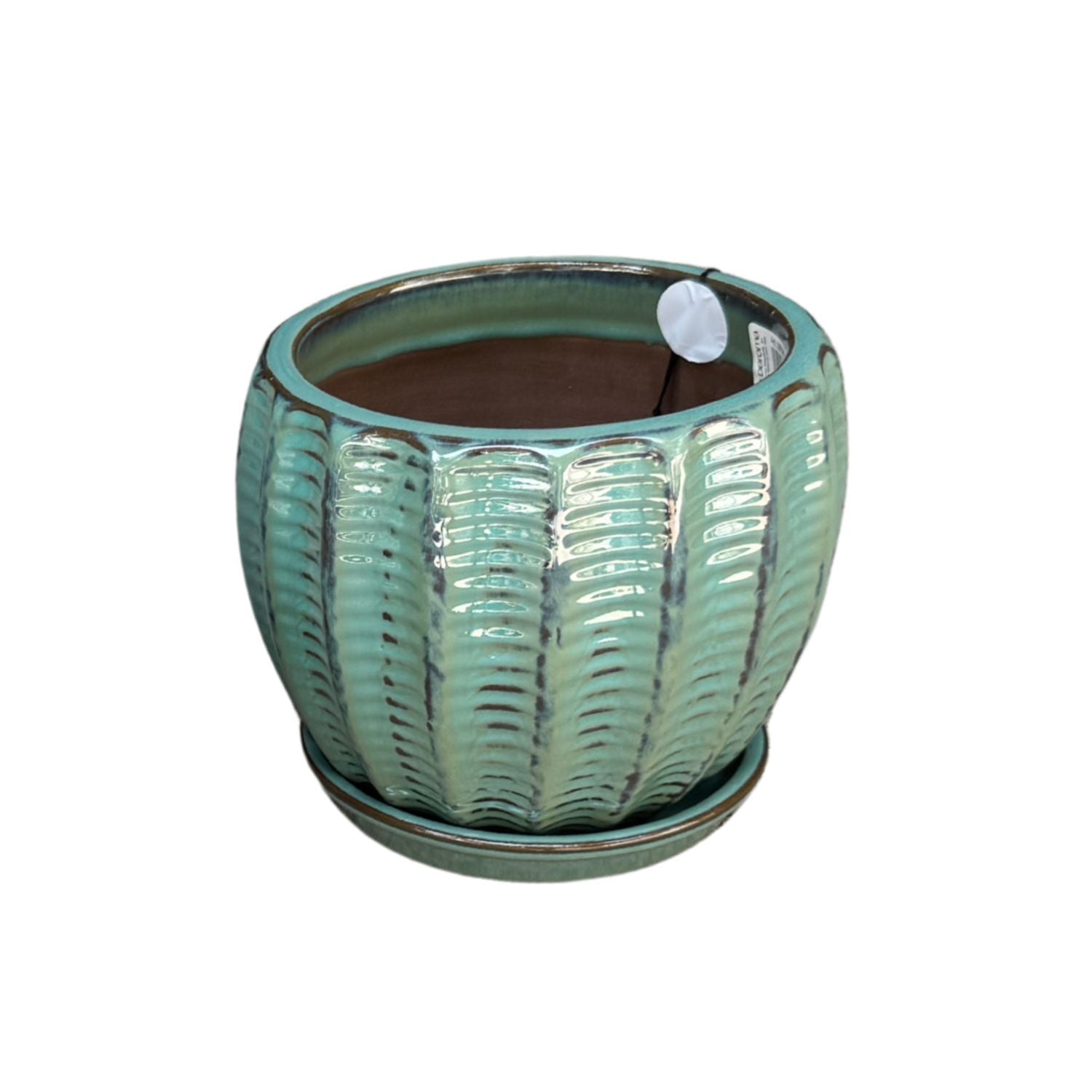 MACETA HOSSE 37 AZUL CAPRI CON PLATO - 1