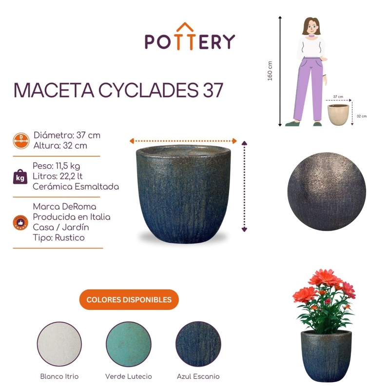 MACETA CYCLADES 37 AZUL ESCANIO - 2