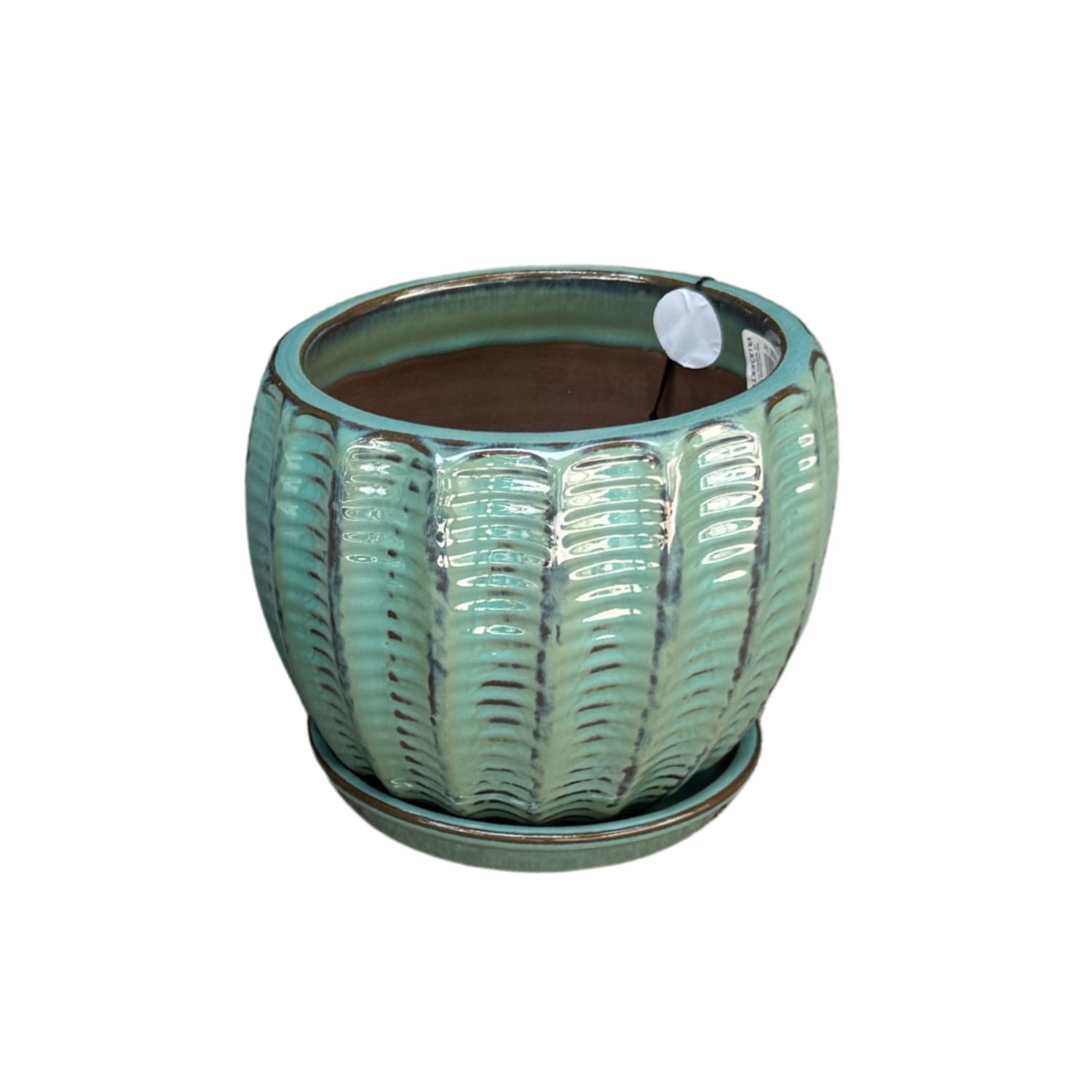 MACETA HOSSE 27 AZUL CAPRI CON PLATO - 4