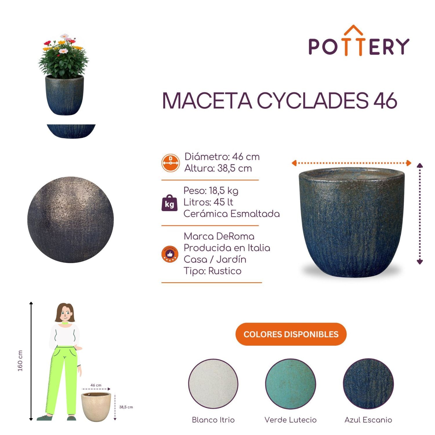 MACETA CYCLADES 46 AZUL ESCANIO - 2