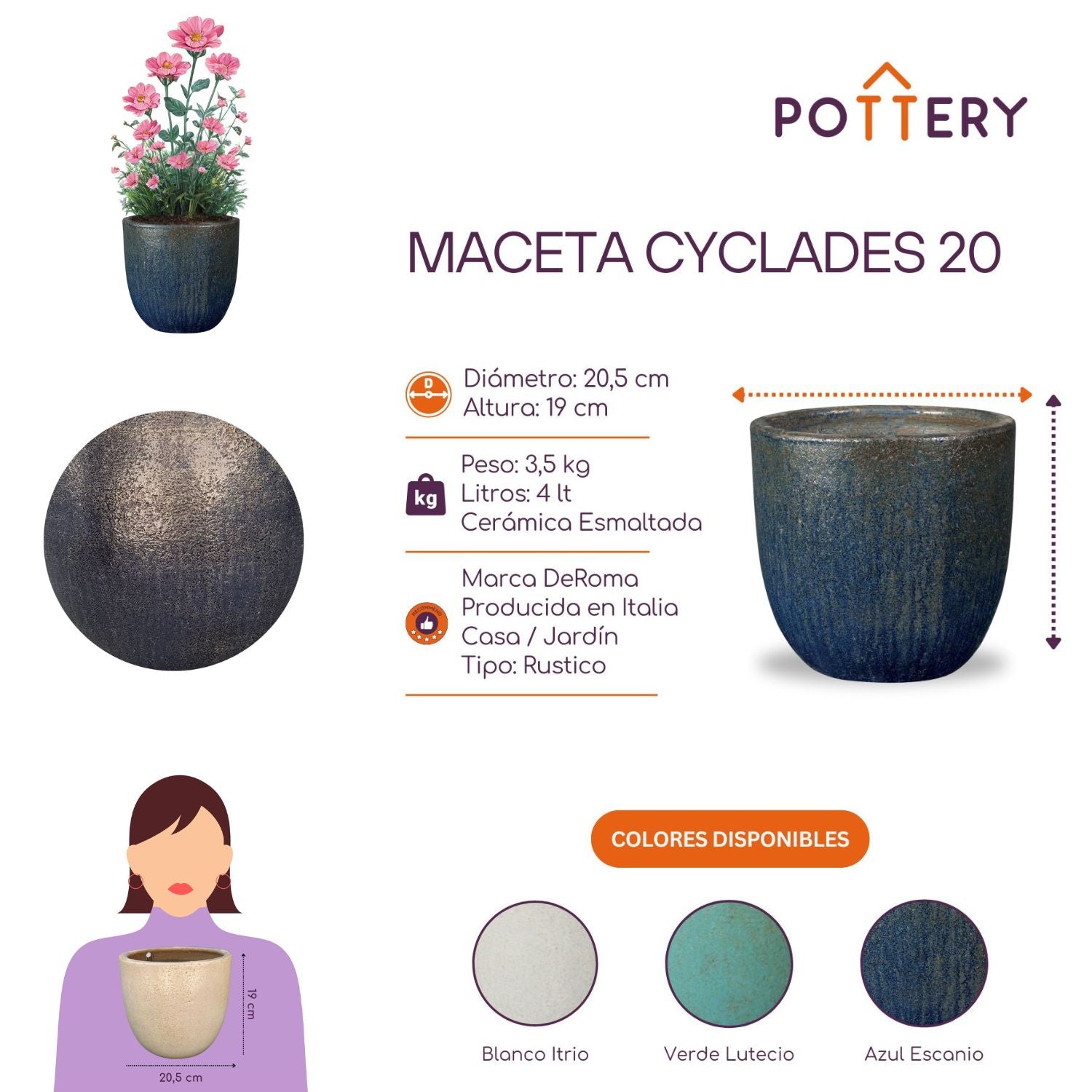 MACETA CYCLADES 21 VERDE LUTECIO - 2