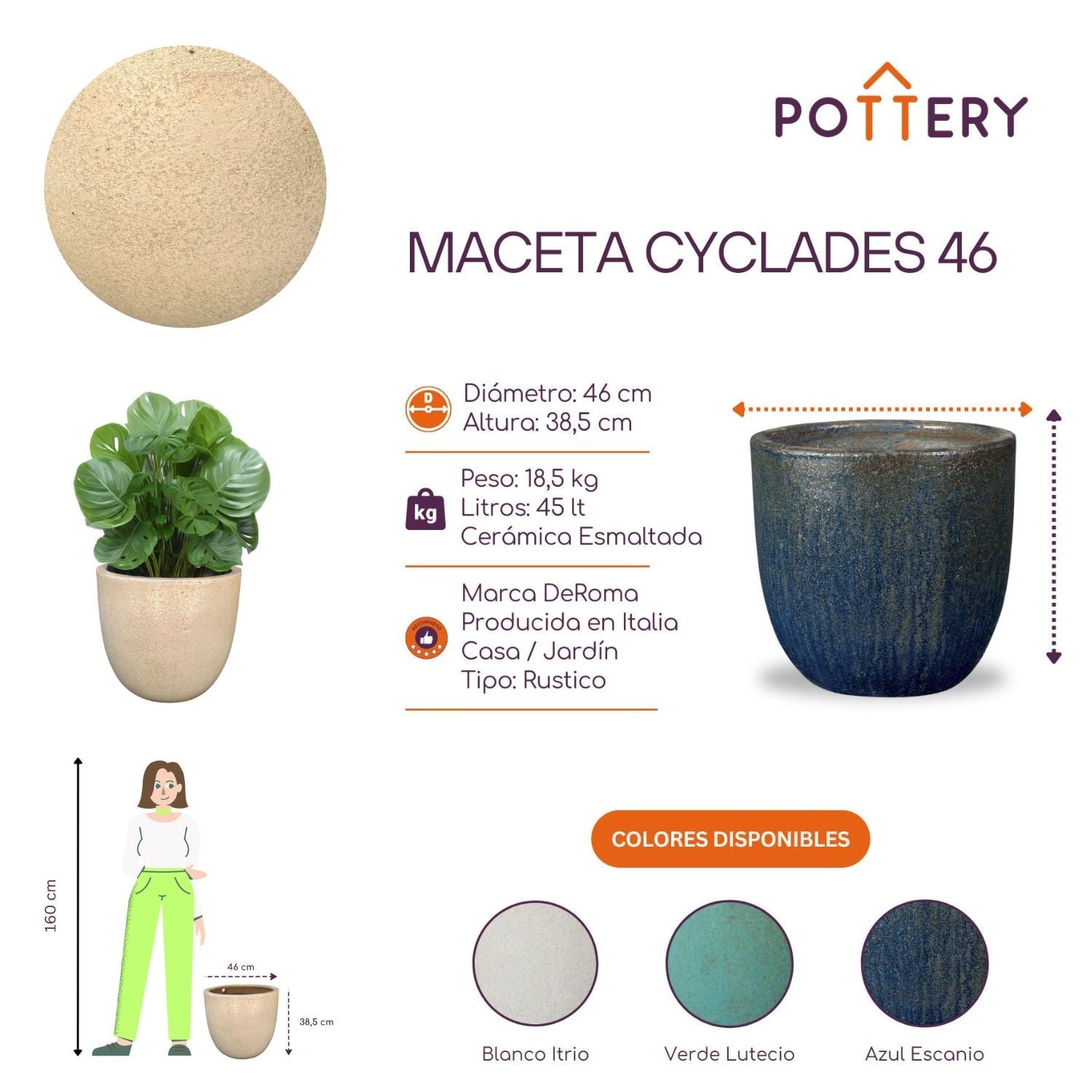 MACETA CYCLADES 46 BLANCO ITRIO - 2