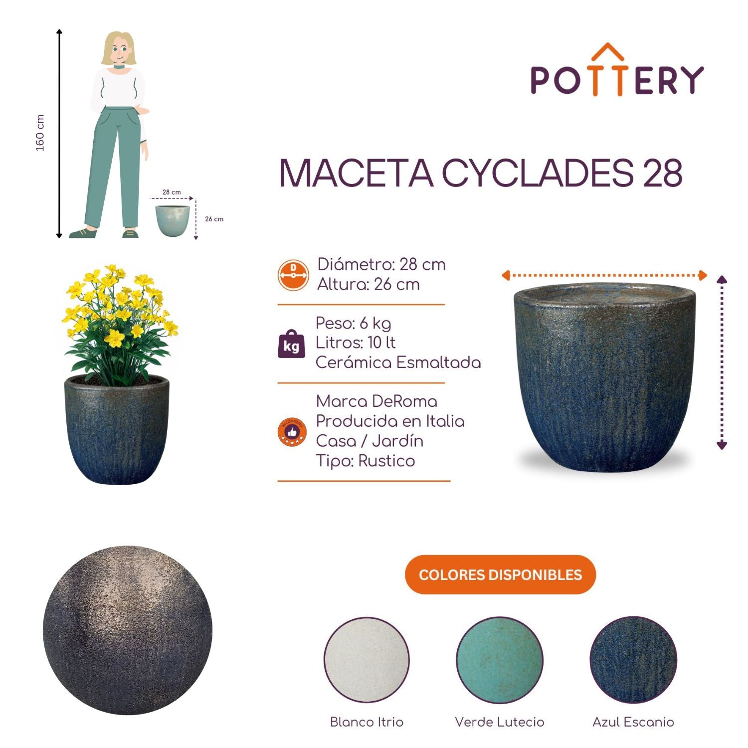 MACETA CYCLADES 28 AZUL ESCANIO - 2