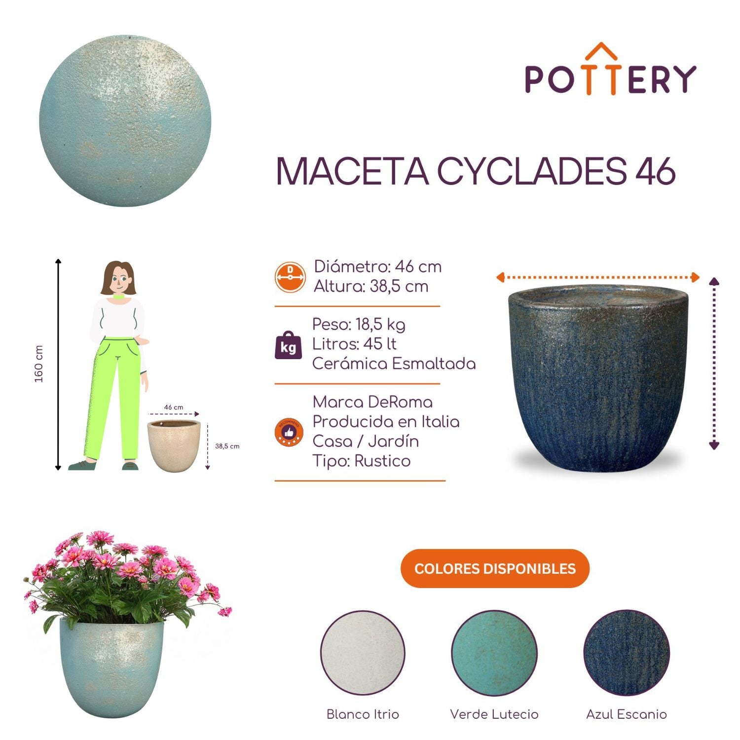 MACETA CYCLADES 46 VERDE LUTECIO - 2