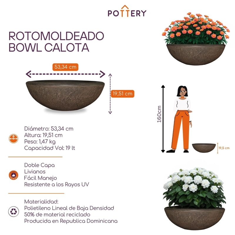 MACETA BOWL CALOTA 53 COBRE - 4