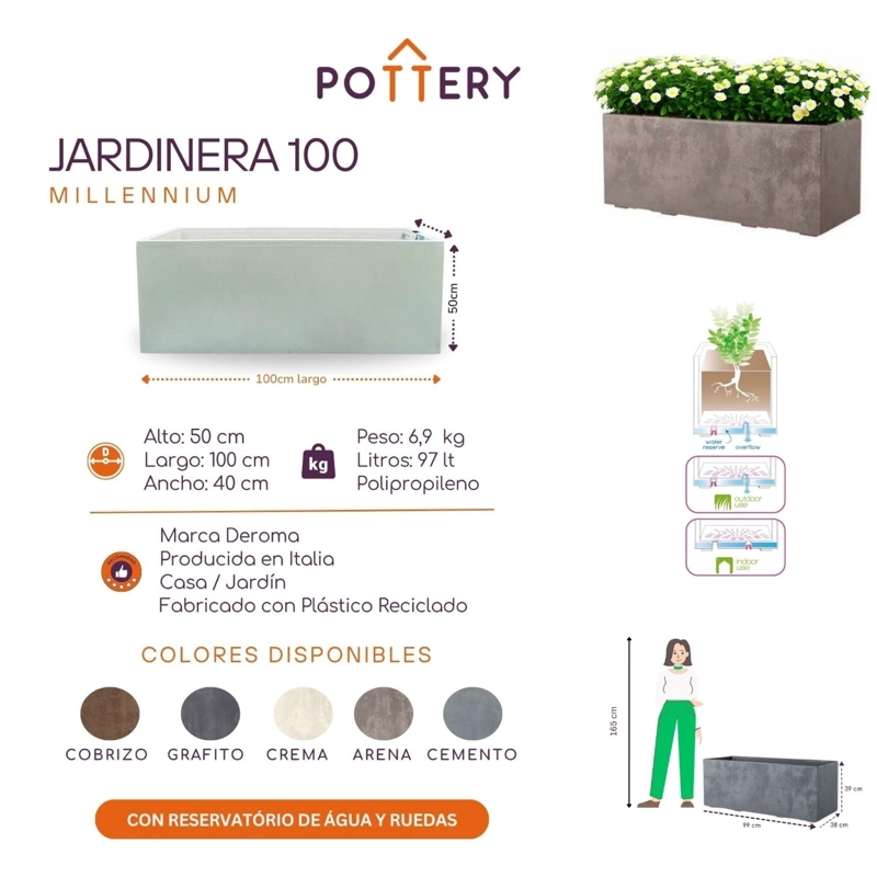 JARDINERA DEROMA 100X50CM ARENA - 4