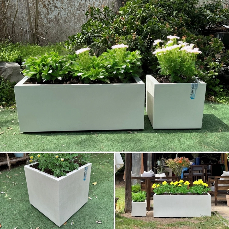 MACETA CUBO DEROMA 50X50CM CREMA - 5