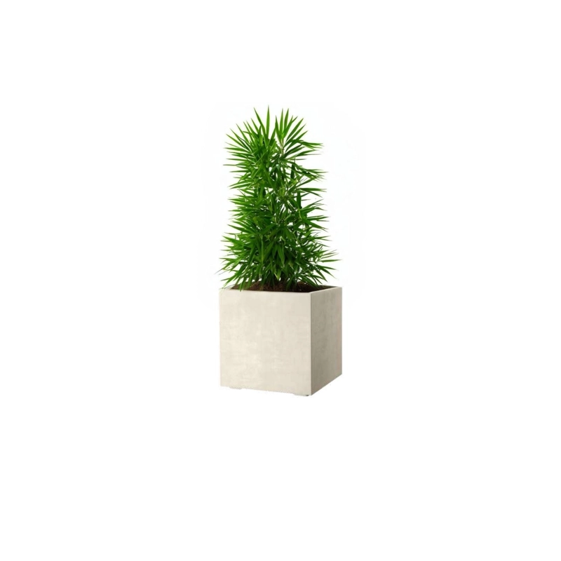 MACETA CUBO DEROMA 25X25CM CREMA - 1