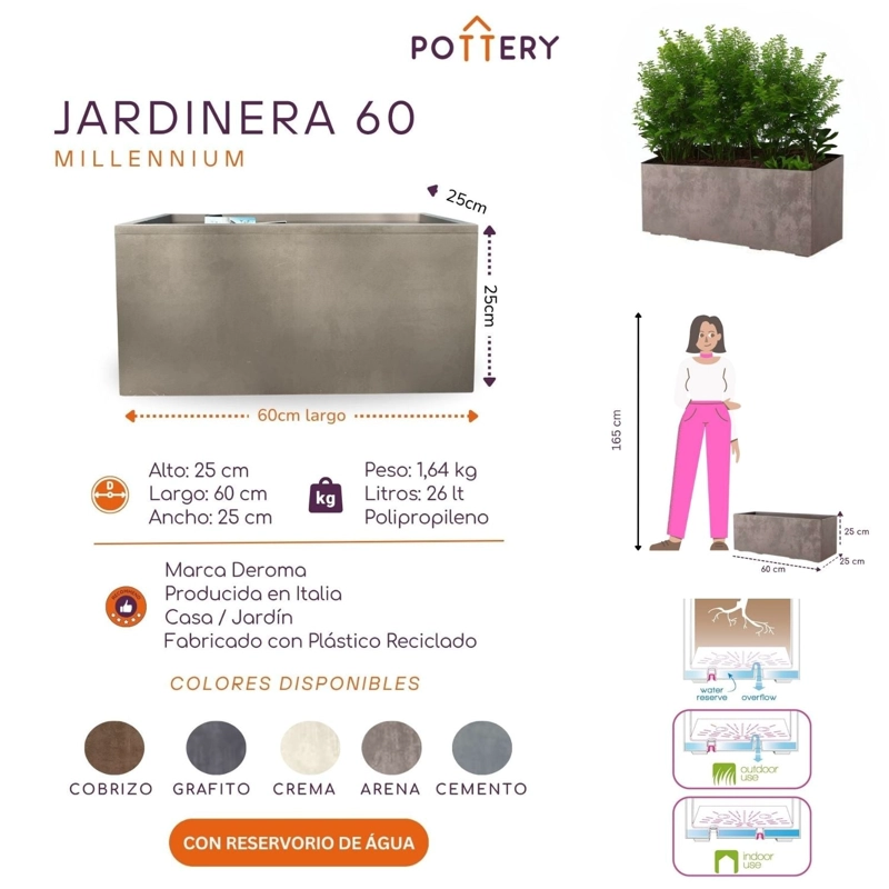 JARDINERA DEROMA 60X25CM ARENA - 5