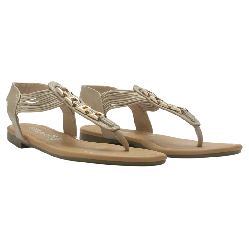 SANDALIAS MUJER CHALADA BEIGE CALL-2 PLANO - 5