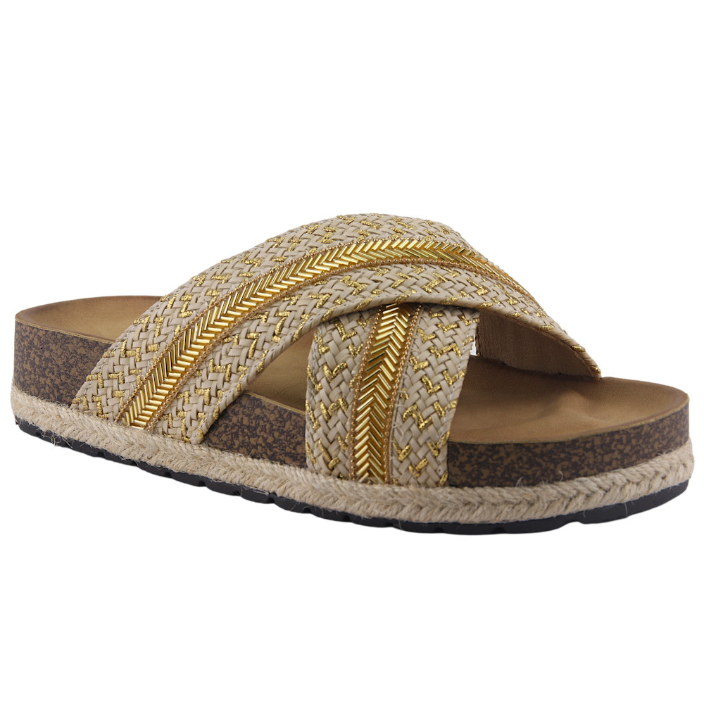 SANDALIA CHALADA MUJER LILA-10 BEIGE PLATAFORMA - 1