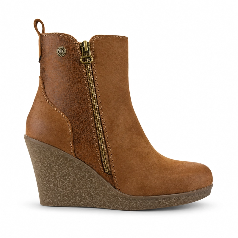 BOTIN CHALADA MUJER WEDGE-41 CAMEL CASUAL - 1