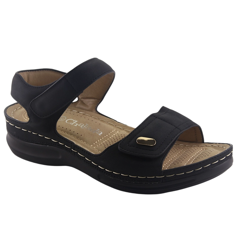 SANDALIA CHALADA MUJER KON-15 NEGRO COMFORT - 1