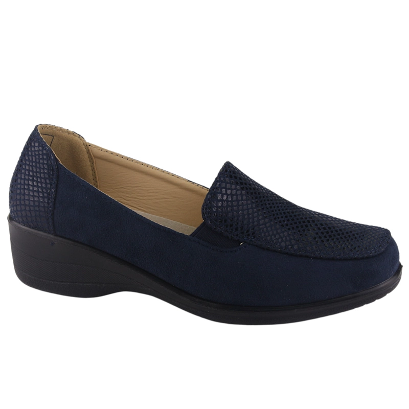 MOCASIN CHALADA MUJER OSCAR-1 AZUL MARINO COMFORT - 1