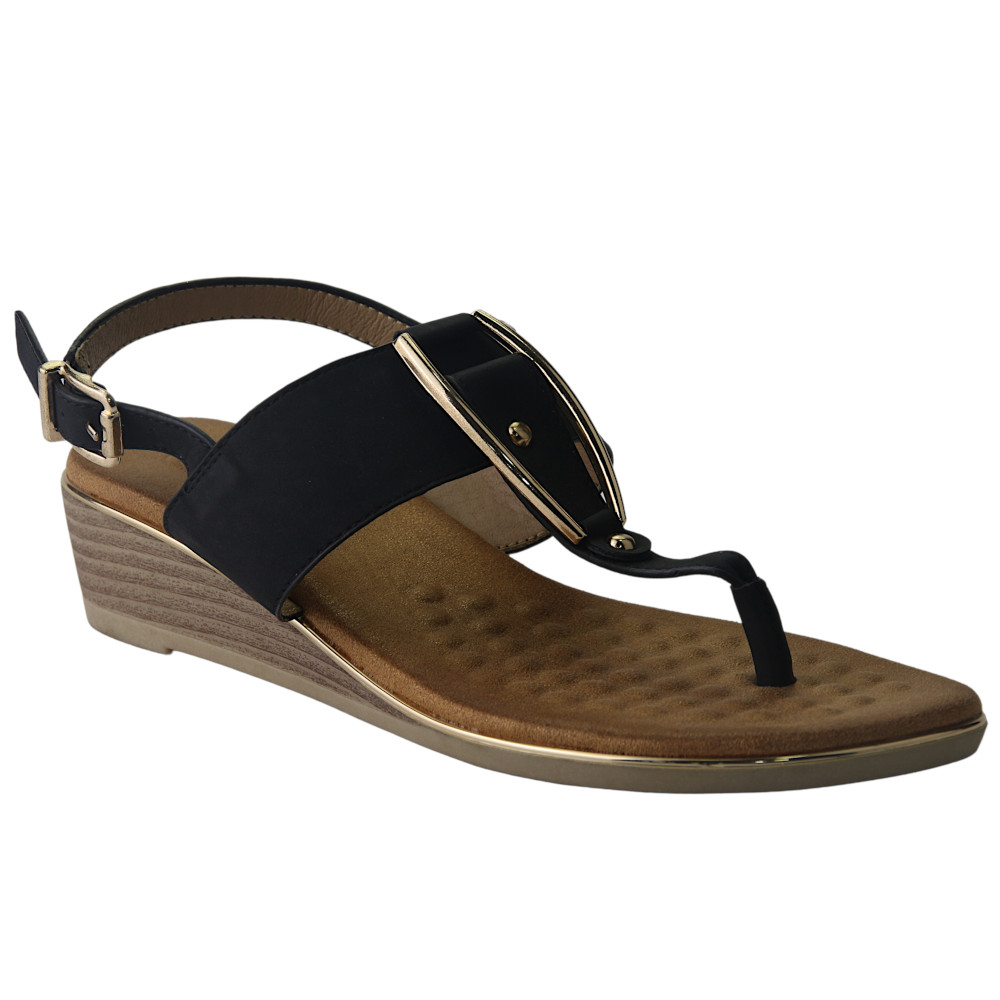 SANDALIA CHALADA MUJER ALBA-6 NEGRO CASUAL - 1