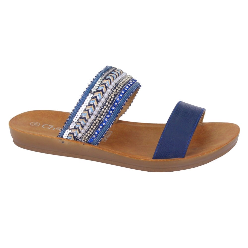 SANDALIAS MUJER CHALADA AZUL QUANTA-2 MODA - 1