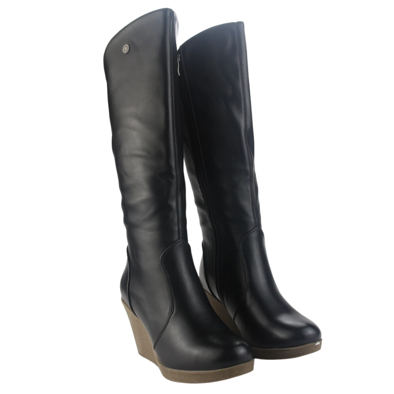 BOTA CHALADA MUJER WEDGE-22 NEGRO CASUAL - 5