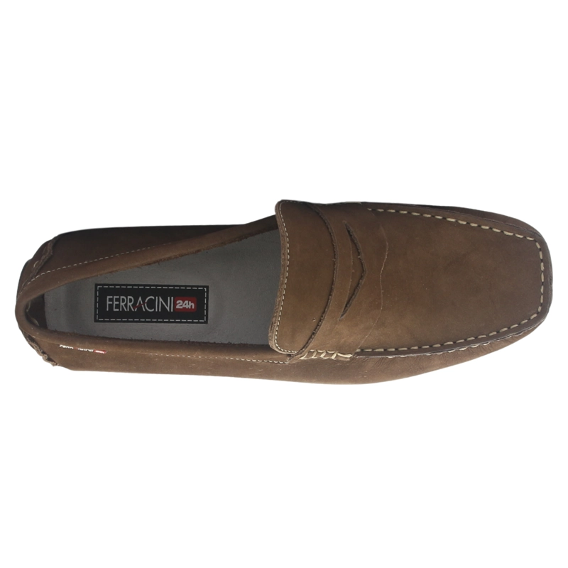 MOCASINES HOMBRE FERRACINI CUERO MALI 2770 URBANO CAFE - 5