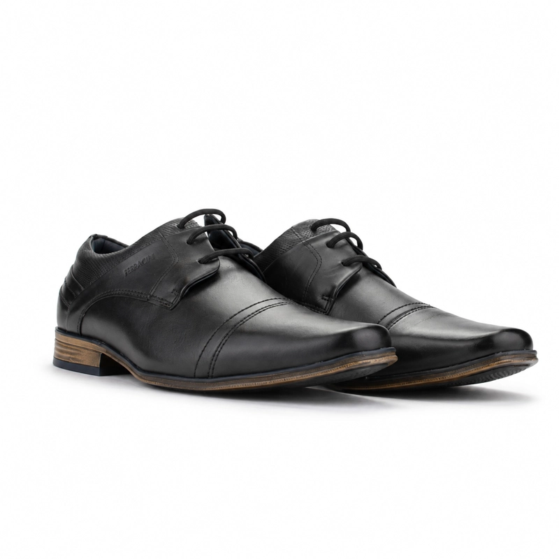 ZAPATO FERRACINI HOMBRE 6065 DERBY NEGRO MATTE CASUAL - 7