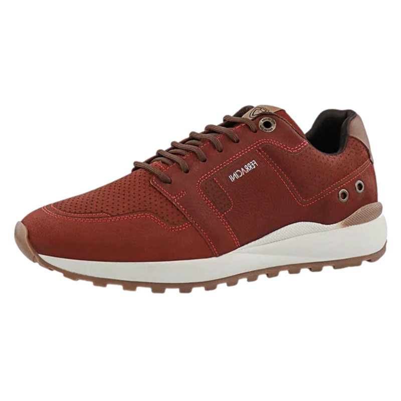 ZAPATILLAS HOMBRE FERRACINI URBANAS ROJO DARK 9351 CUERO - 1