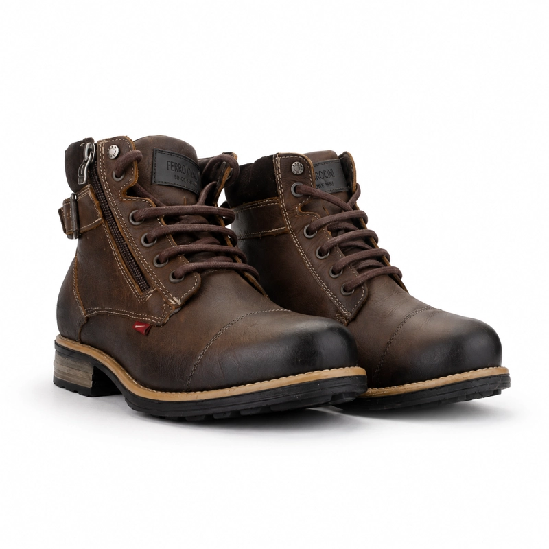 BOTOTOS HOMBRE FERRACINI CUERO CAFÉ YORK 9873 CASUAL - 5