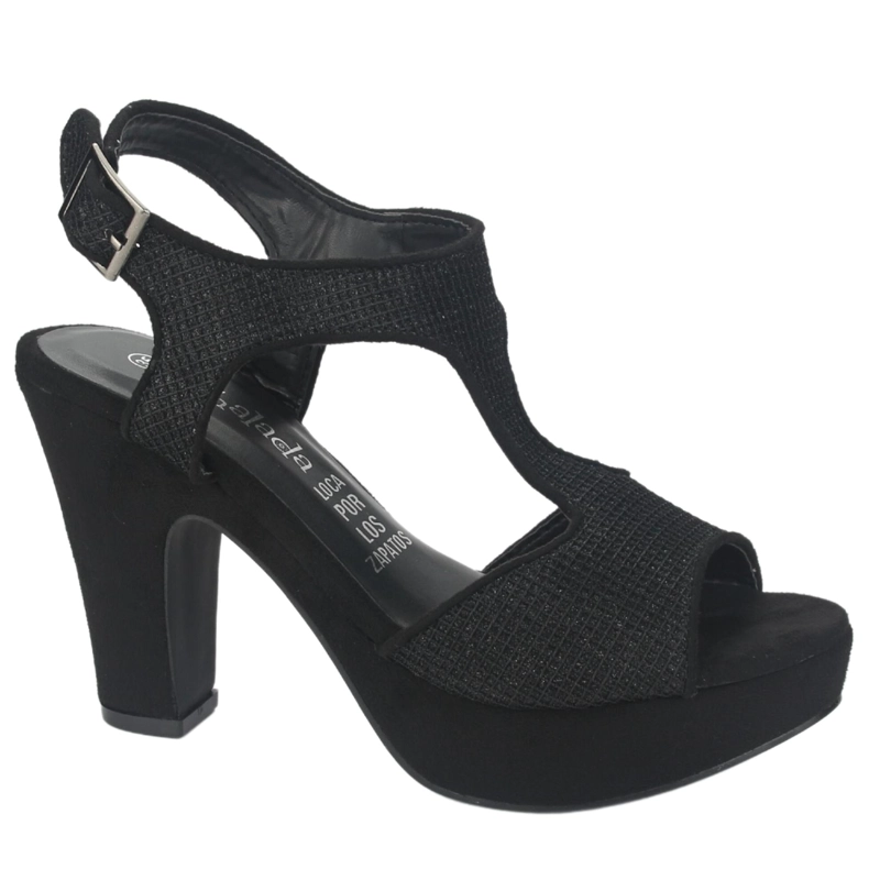SANDALIAS MUJER CHALADA TEXTIL NEGRO COSIMO-15 MODA - 1