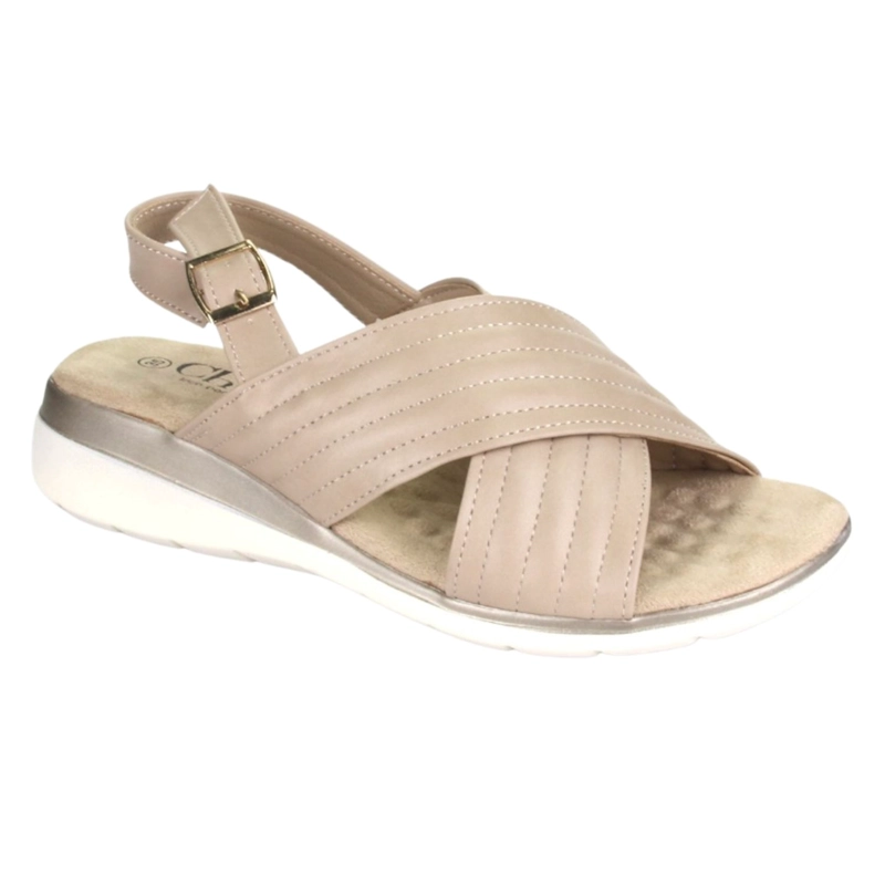 SANDALIA CHALADA MUJER FLORO-3 BEIGE CASUAL - 1
