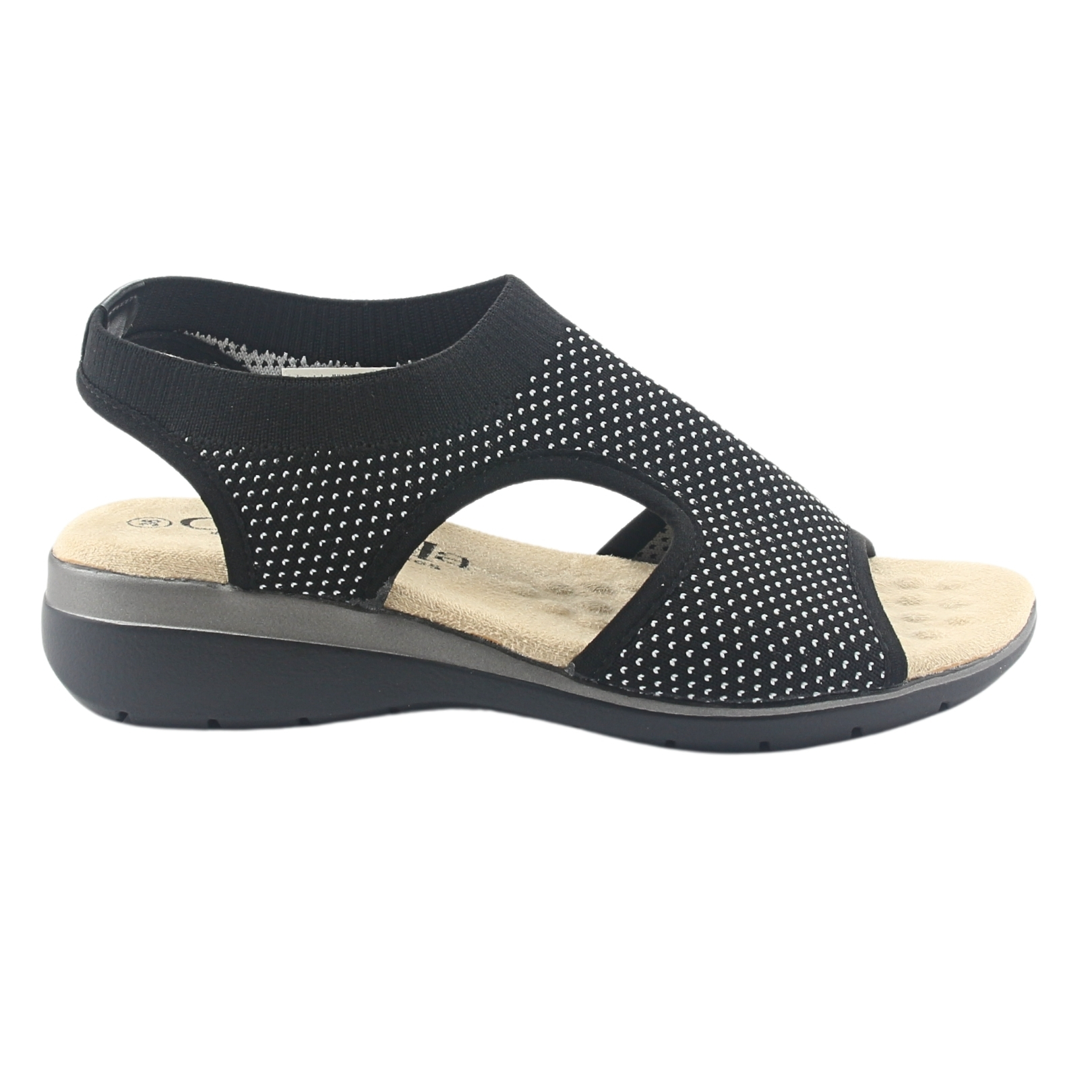 SANDALIAS MUJER CHALADA TEXTIL NEGRO FLORO-4 CASUAL - 1
